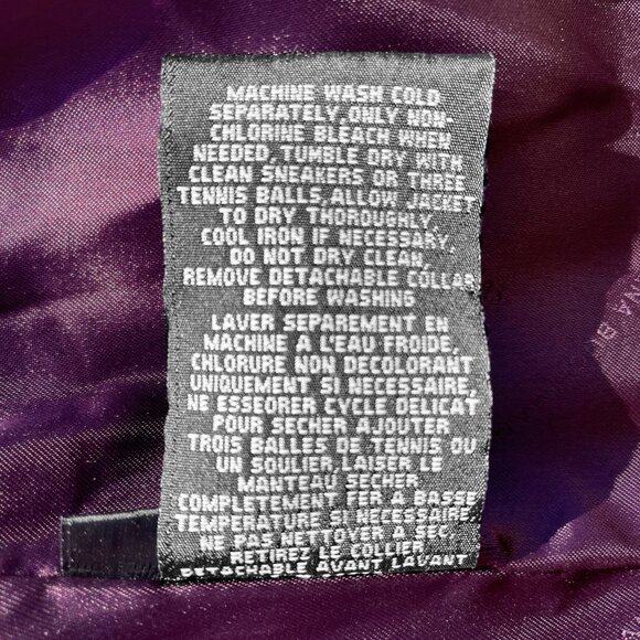 Designer plum puffer jacket coat with detachable genuine fox fur collar small - Picture 9 of 9